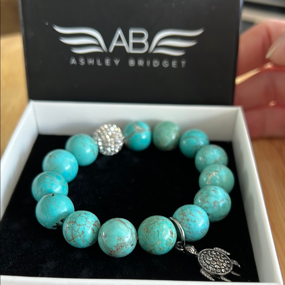 Ashley Bridget Blue And Silver Bracelet With Natural Stone Beads